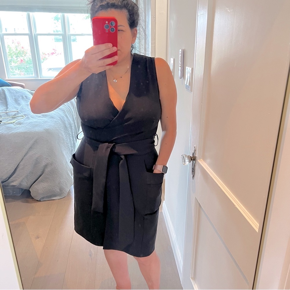 Closet Black Sheath Midi Dress V-Neck Sleeveless
